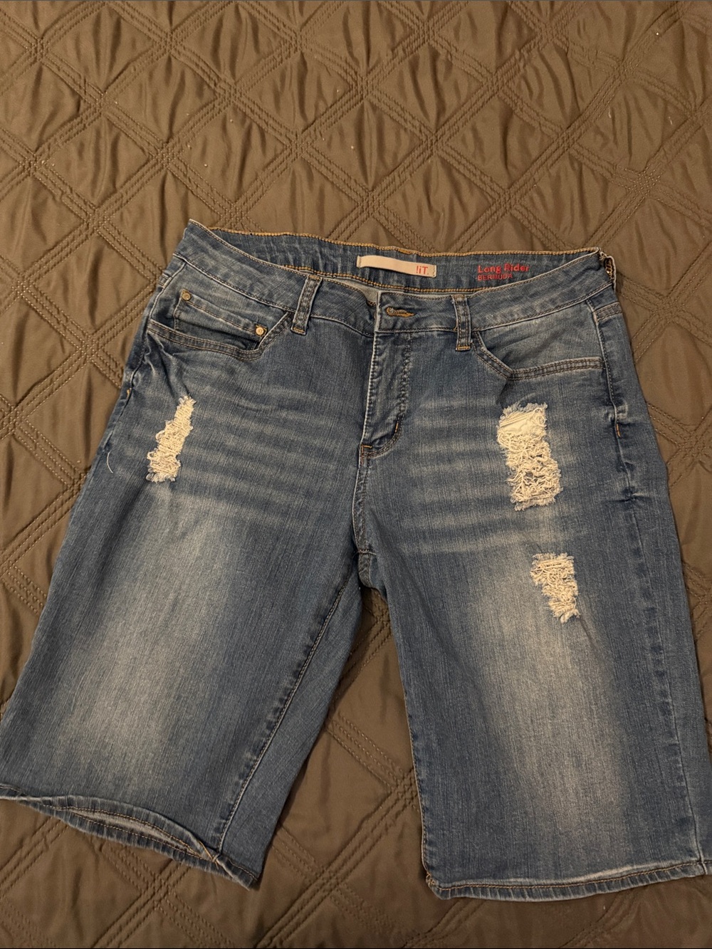 !it jeans Distressed Light Blue Denim Bermuda Shorts